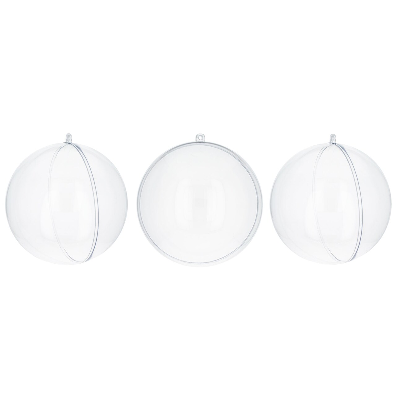 Set of 3 Clear Plastic Ball Ornaments 2.7 Inches (69 mm)